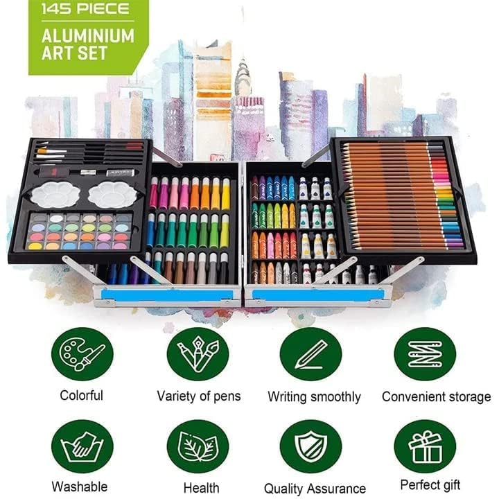 🎨 Set za crtanje i slikanje – 145 delova u aluminijumskom koferu 🚀