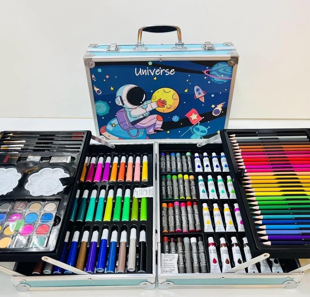 🎨 Set za crtanje i slikanje – 145 delova u aluminijumskom koferu 🚀