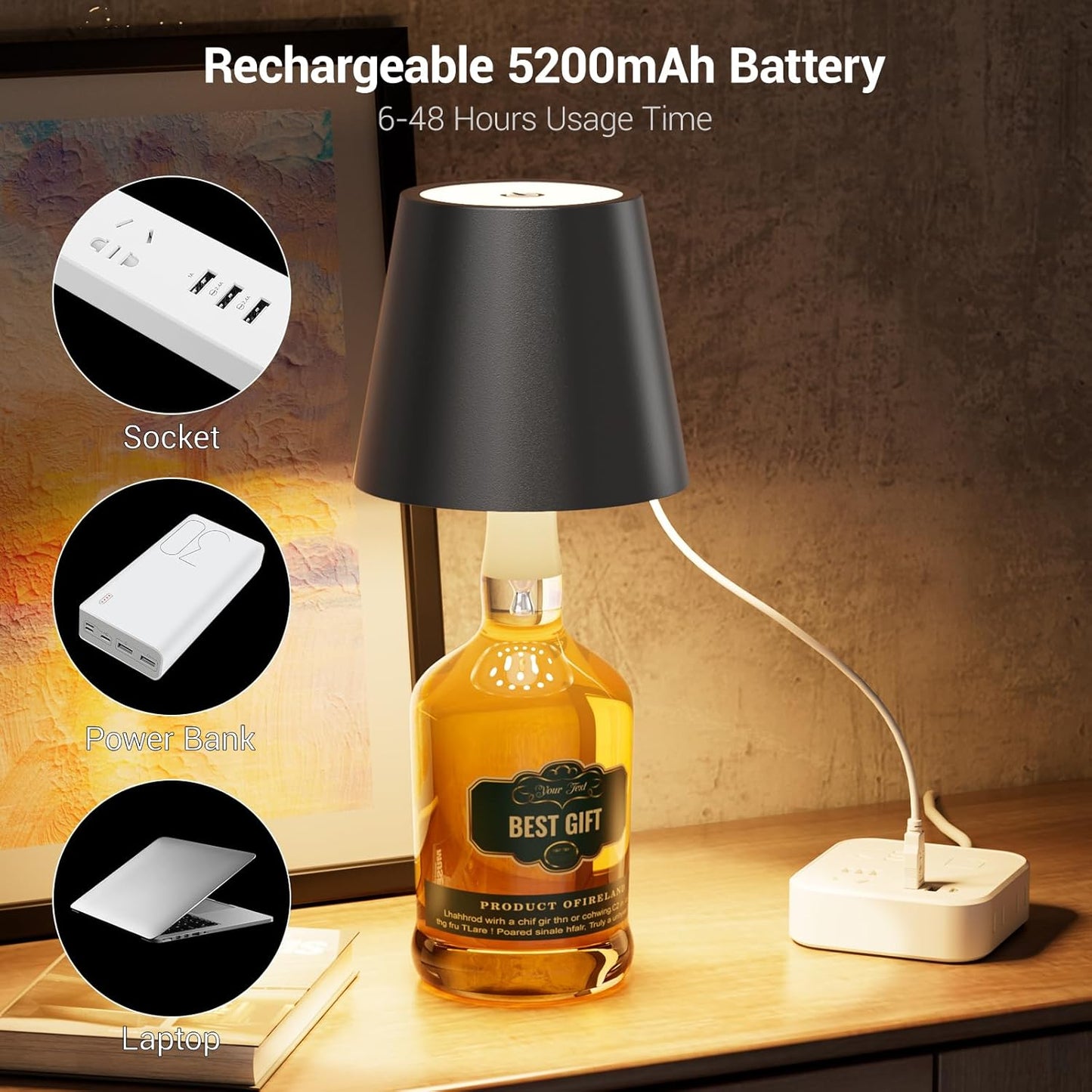 💡 Bežična LED Lampa za Flašu – Moderni Ambijentalni Dekorativni Poklon