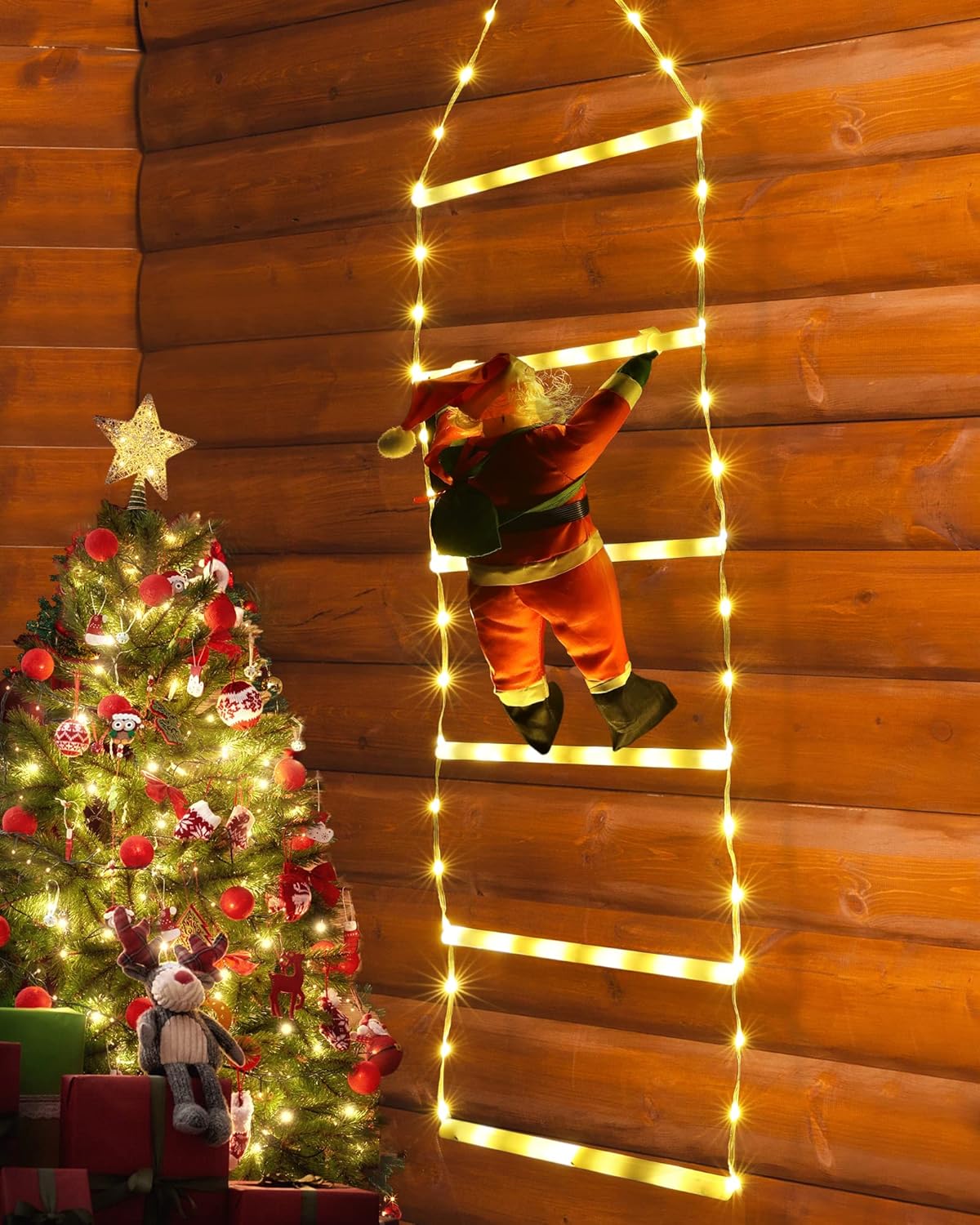 🎅 NOVO! BOŽIĆNA LED DEKORACIJA – DEDA MRAZ NA MERDEVINAMA 🎄
