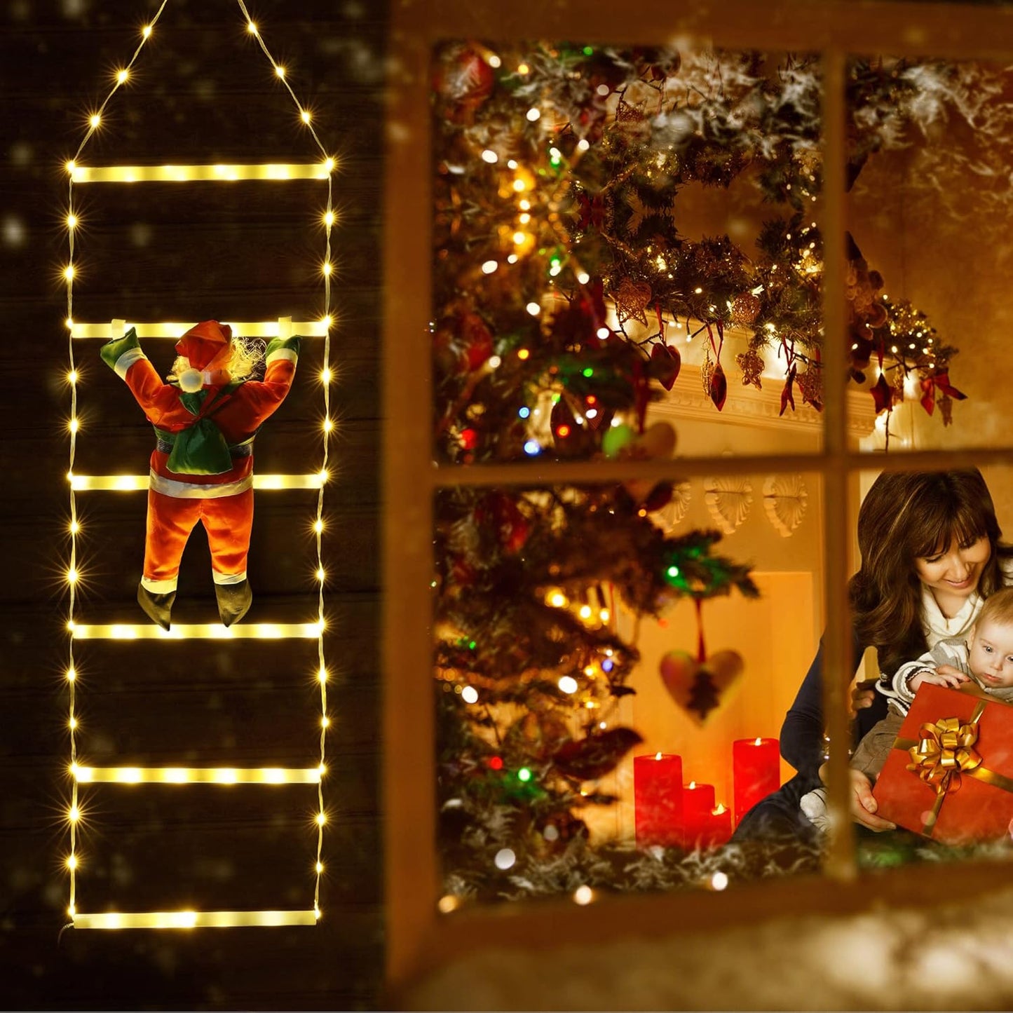 🎅 NOVO! BOŽIĆNA LED DEKORACIJA – DEDA MRAZ NA MERDEVINAMA 🎄