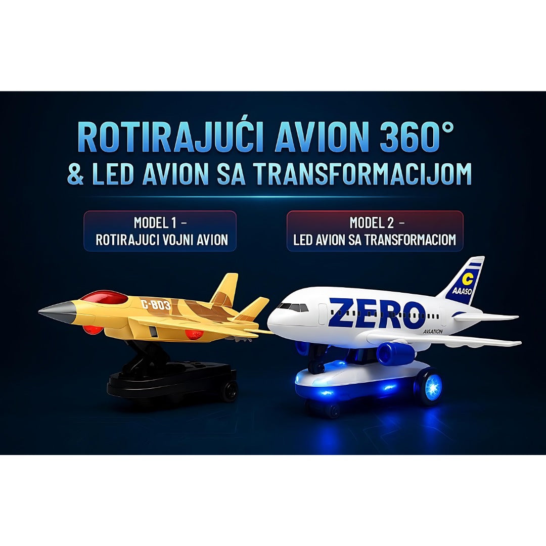 ROTIRAJUĆI AVION 360° LED AVION SA TRANSFORMACIJOM